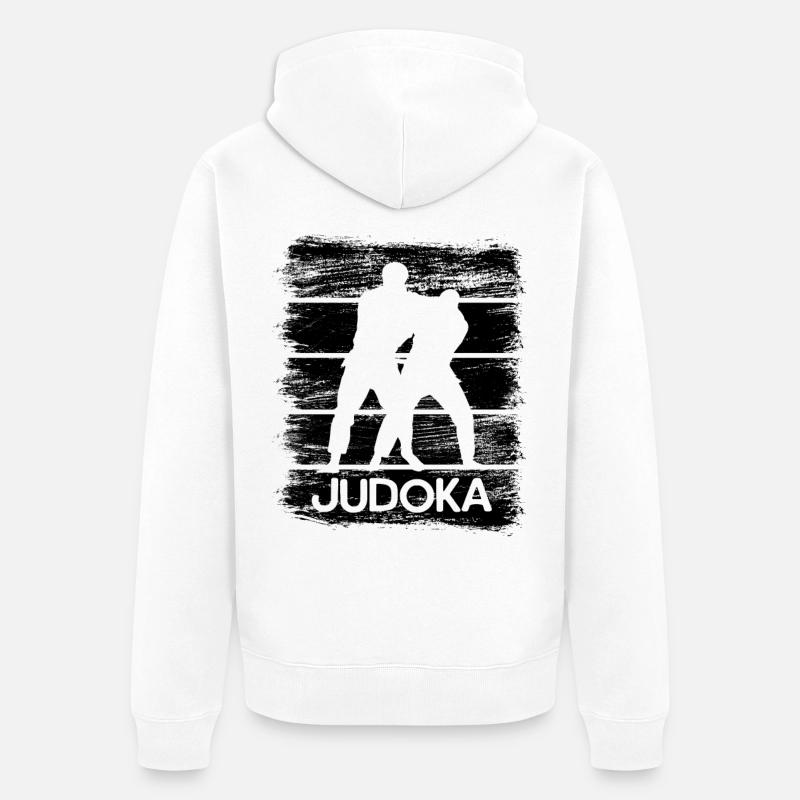 Drôle de dessin de judoka - Veste à capuche bio Premium Unisexe - blanc