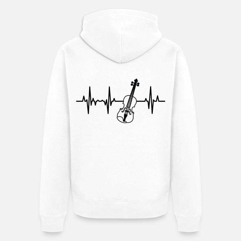 Violon ECG Palpitations cardiaques - Veste à capuche bio Premium Unisexe - blanc