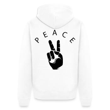 peace hand peace symbol logo world hand finger - Unisex Premium Organic Zip Hoodie - white - Back - Thijin (182cm)