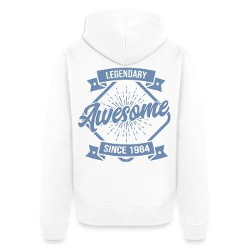 Legendary Awesome since 1984 - Unisex Premium Organic Zip Hoodie - white - Back - Thijin (182cm)