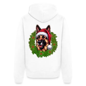 Berger allemand et chiens de chapeau de Père Noël - Veste à capuche bio Premium Unisexe - blanc - Dos - Thijin (182cm)