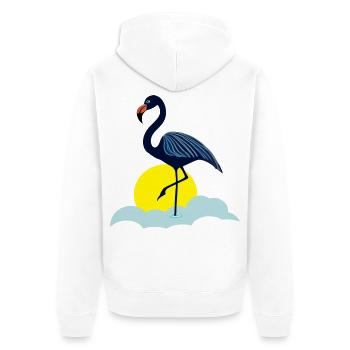 Blauer Flamingo - Unisex Premium Bio Zip Hoodie - Weiß - Hinten - Thijin (182cm)