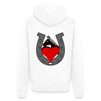 Fer à cheval cheval tête de cheval coeur cadeau d’anniversaire - Veste à capuche bio Premium Unisexe - blanc - Dos - Thijin (182cm)