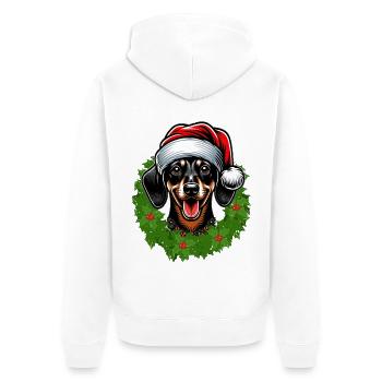 Noël et teckel | Festif pour les amoureux des chiens - Veste à capuche bio Premium Unisexe - blanc - Dos - Thijin (182cm)