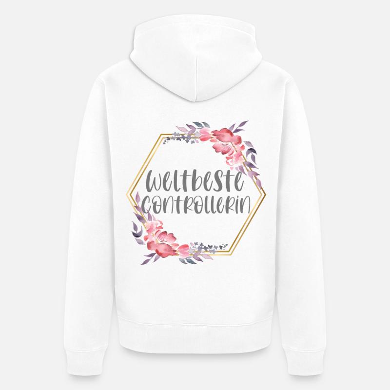Controllerin Controlling Beruf Geschenk - Unisex Premium Bio Zip Hoodie - Weiß