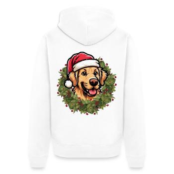Chien Golden Retriever Noël - Veste à capuche bio Premium Unisexe - blanc - Dos - Thijin (182cm)