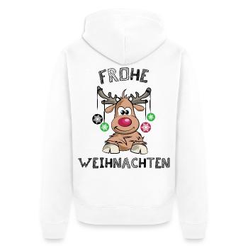 xmas Rentier frohe Weihnachten Symbol Logo icon - Unisex Premium Bio Zip Hoodie - Weiß - Hinten - Thijin (182cm)