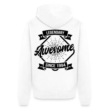 Birthday Vintage 1994 Legendary & Awesome - Unisex Premium Organic Zip Hoodie - white - Back - Thijin (182cm)