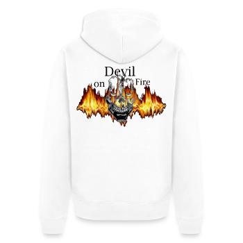 Devil on Fire Skull Flame - Unisex Premium Bio Zip Hoodie - Weiß - Hinten - Thijin (182cm)