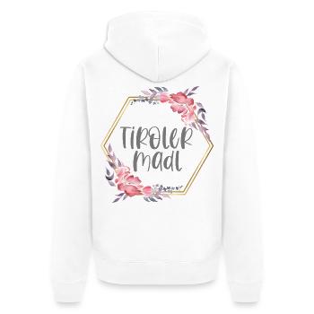 Österreich Tirol Mädchen Heimat Geschenk - Unisex Premium Bio Zip Hoodie - Weiß - Hinten - Thijin (182cm)