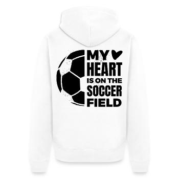 Mon cœur est sur le terrain de football - Veste à capuche bio Premium Unisexe - blanc - Dos - Thijin (182cm)