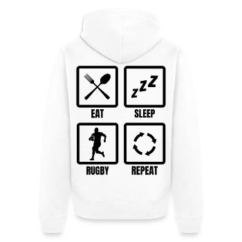 Täglicher Rugby Spielplan - Unisex Premium Bio Zip Hoodie - Weiß - Hinten - Thijin (182cm)
