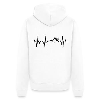 Mountain biker palpitations ECG - Unisex Premium Organic Zip Hoodie - white - Back - Thijin (182cm)