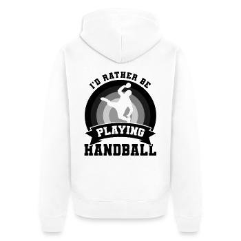Handballer Joke - Unisex Premium Organic Zip Hoodie - white - Back - Thijin (182cm)