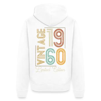 Vintage 1960's Limited Edition Aged to Perfection - Unisex Premium Organic Zip Hoodie - white - Back - Thijin (182cm)