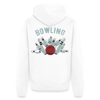 Bowling Strike Sketch - Unisex Premium Organic Zip Hoodie - white - Back - Thijin (182cm)