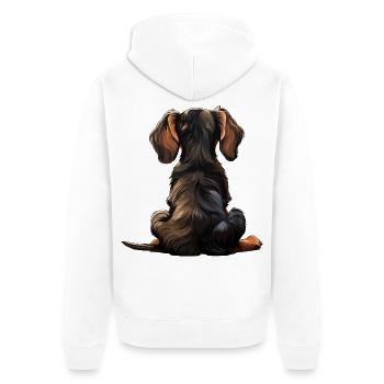 Dackel - Unisex Premium Bio Zip Hoodie - Weiß - Hinten - Thijin (182cm)