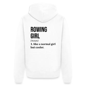 Citation drôle de fille d’aviron - Veste à capuche bio Premium Unisexe - blanc - Dos - Thijin (182cm)