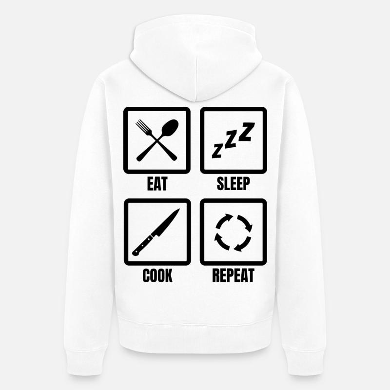 Kochen Tägliche Routine - Unisex Premium Bio Zip Hoodie - Weiß