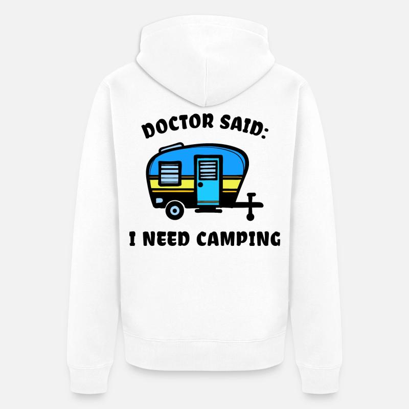 Camper Camping Camping-car Déclaration Randonneur - Veste à capuche bio Premium Unisexe - blanc