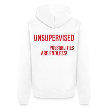 I Am Currently Unsupervised - Unisex Premium Organic Zip Hoodie - white - Back - Thijin (182cm)