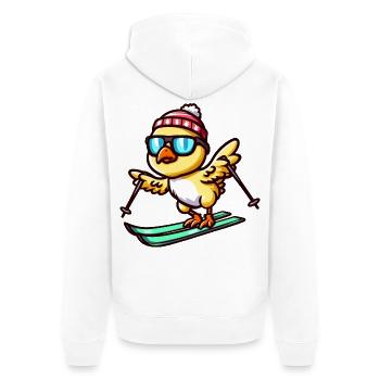 Hühnchen-Küken auf Skiern - Niedlicher - Unisex Premium Bio Zip Hoodie - Weiß - Hinten - Thijin (182cm)