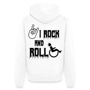 Je me balance et me roule dans mon fauteuil roulant. Roller, musique * - Veste à capuche bio Premium Unisexe - blanc - Dos - Thijin (182cm)