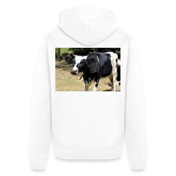 Kuh Poster - Unisex Premium Bio Zip Hoodie - Weiß - Hinten - Thijin (182cm)