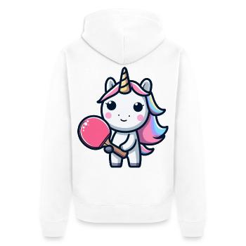 Licorne Licorne avec raquette de tennis de table pour - Veste à capuche bio Premium Unisexe - blanc - Dos - Thijin (182cm)