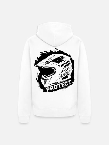Protect - Schutzhelm [Schwarz] - Unisex Premium Bio Zip Hoodie - Weiß