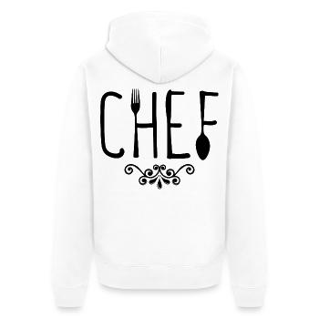 Karriere Koch Job Geld Verdienen Spruch Erfolg - Unisex Premium Bio Zip Hoodie - Weiß - Hinten - Thijin (182cm)