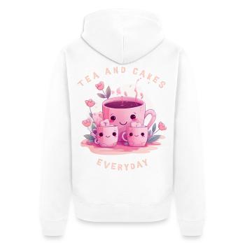 Tea and Cakes Sweet Tea T-Shirt Kawaii Gift - Unisex Premium Organic Zip Hoodie - white - Back - Thijin (182cm)