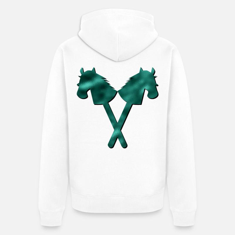 Hobby-Horsing ÉQUITATION - Veste à capuche bio Premium Unisexe - blanc