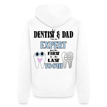 Dentist Dad Dentist Dad Gift - Unisex Premium Organic Zip Hoodie - white - Back - Thijin (182cm)