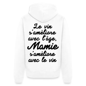 mamie, mamie humour, amateur de vin - Veste à capuche bio Premium Unisexe - blanc - Dos - Thijin (182cm)