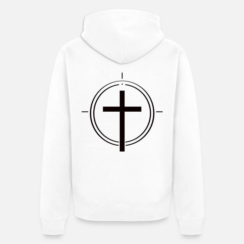 Simplement chrétien – Croix de la foi - Veste à capuche bio Premium Unisexe - blanc