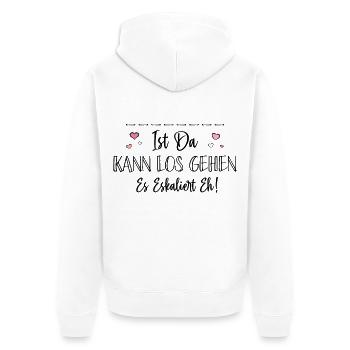 Bin Da Kann Los Gehen Personalisierbar Name Namen - Unisex Premium Bio Zip Hoodie - Weiß - Hinten - Thijin (182cm)