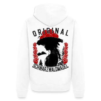 Original Schwarzwaldmädel Bollenhut Ledig Tracht - Unisex Premium Bio Zip Hoodie - Weiß - Hinten - Thijin (182cm)