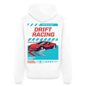 Red Sports Car Drift Racing Design - Unisex Premium Organic Zip Hoodie - white - Back - Thijin (182cm)