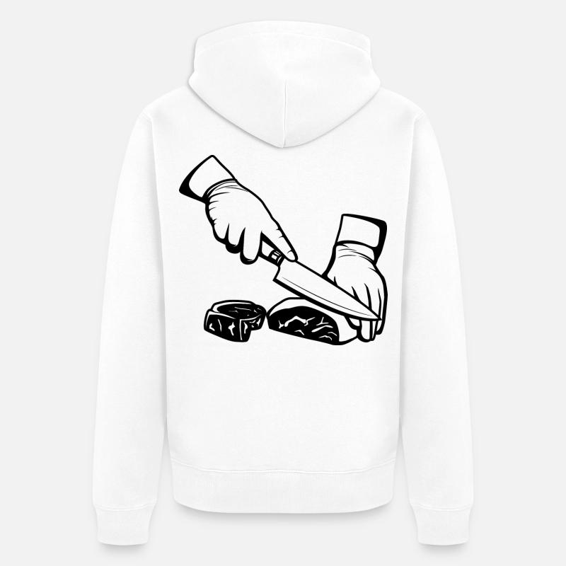 Découpe de la viande - Veste à capuche bio Premium Unisexe - blanc