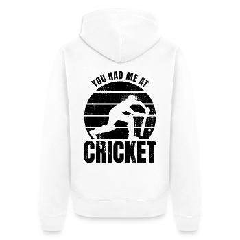 Du hattest mich bei Cricket - Unisex Premium Bio Zip Hoodie - Weiß - Hinten - Thijin (182cm)