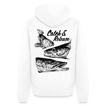 Catch & Release - Unisex Premium Organic Zip Hoodie - white - Back - Thijin (182cm)