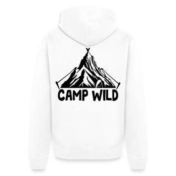 Camp Wild - Bergzelt [Schwarz] - Unisex Premium Bio Zip Hoodie - Weiß - Hinten - Thijin (182cm)