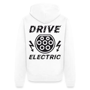 Drive Electric Type 2 Plug Supercharge Electric - Unisex Premium Organic Zip Hoodie - white - Back - Thijin (182cm)