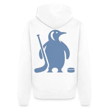 Minimalistische Pinguin Eishockey Silhouette - Unisex Premium Bio Zip Hoodie - Weiß - Hinten - Thijin (182cm)