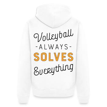 Volleyball - Unisex Premium Bio Zip Hoodie - Weiß - Hinten - Thijin (182cm)