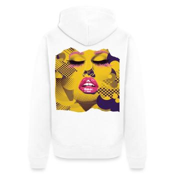 Pop Art Jaune et Rose - Veste à capuche bio Premium Unisexe - blanc - Dos - Thijin (182cm)