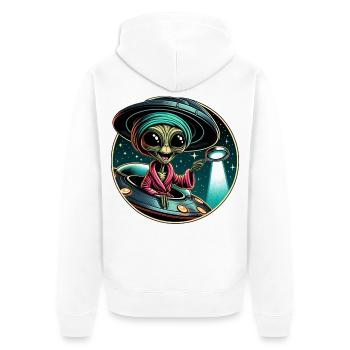 Außerirdischer Detektiv im UFO-Licht - Unisex Premium Bio Zip Hoodie - Weiß - Hinten - Thijin (182cm)