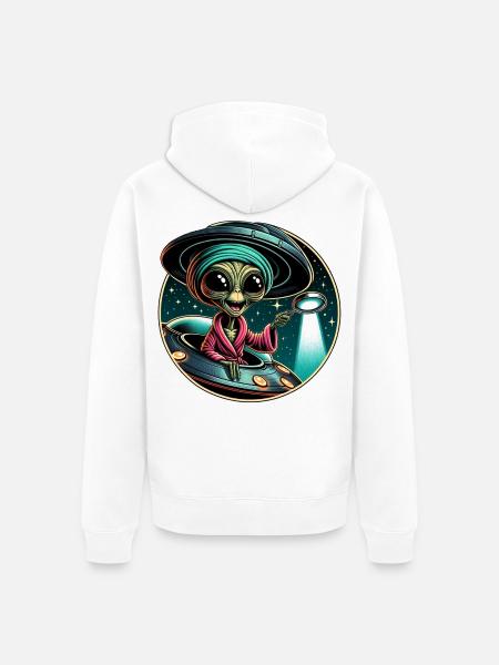 Alien detective in UFO light - Unisex Premium Organic Zip Hoodie - white