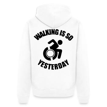 Zu Fuß zu gehen ist etwas aus der Vergangenheit. Ich habe einen Rollstuhl ! - Unisex Premium Bio Zip Hoodie - Weiß - Hinten - Thijin (182cm)